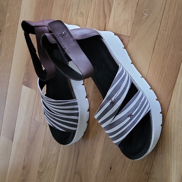 OTBT Montauk Tapioca Boho Ankle Strap Platform Wedge Leather Sandal 8.5M - Picture 4 of 11